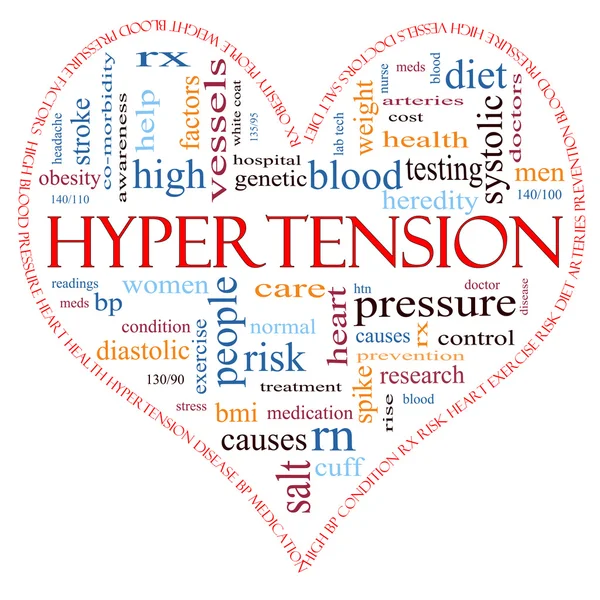Hipertensión en forma de corazón palabra nube concepto —  Fotos de Stock