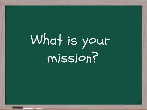 Wat is uw missie schoolbord. — Stockfoto