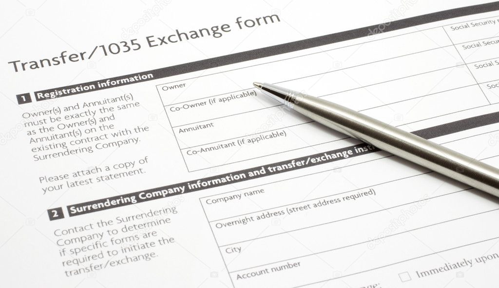 Section 1035 Exchange Paper Form with a Silver Pen