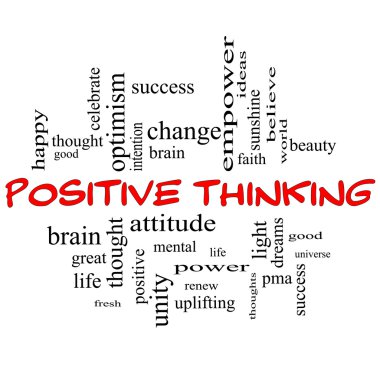 Positive Thinking Word Cloud Concept in Red Caps clipart