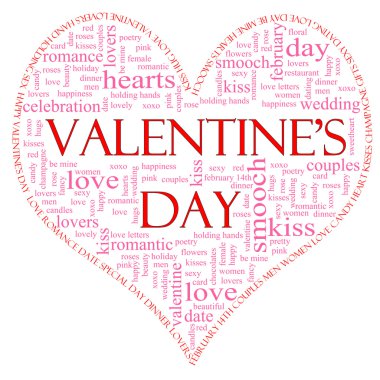 Valentine's Day Heart Shaped word cloud clipart