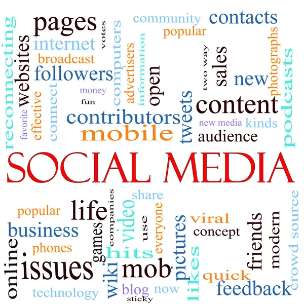 Ilustracja koncepcja słowo media społeczne — Zdjęcie stockowe