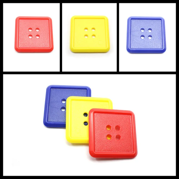 Collage av färgglada fyrkantiga knappar — Stockfoto