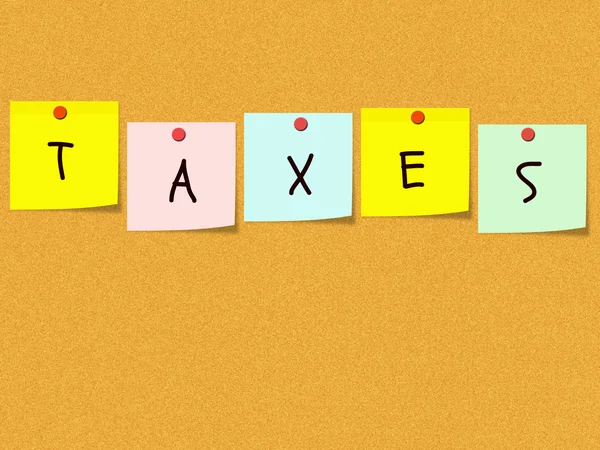 Impostos sobre papelão e notas pegajosas — Fotografia de Stock