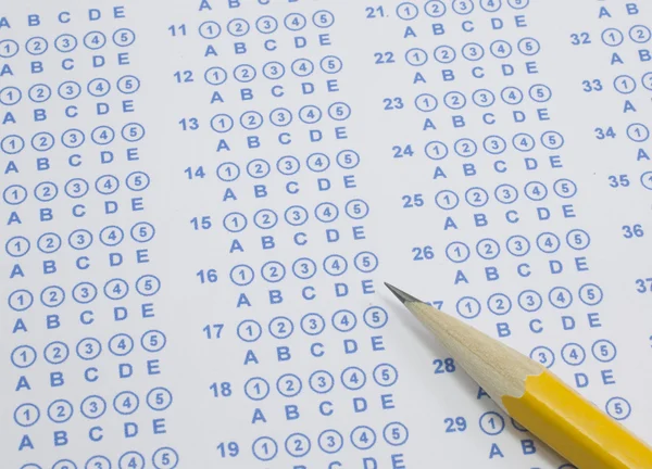 Blue Scantron Test with Pencil — Stock Photo, Image