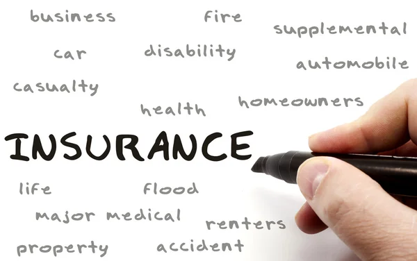 Insurance Word Cloud on Dry Erase Board — Stock Photo, Image