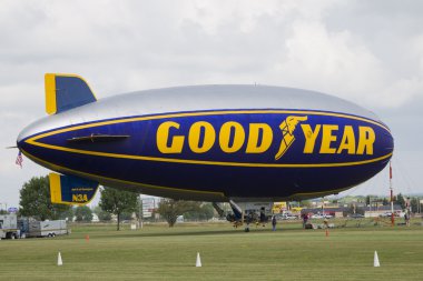 Goodyear Blimp readying for flight clipart