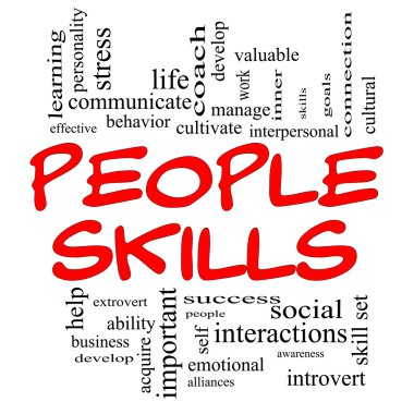 Skills Word Cloud Concept in Red Caps clipart