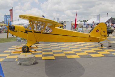 Piper Yellow Cub Airplane Side View clipart