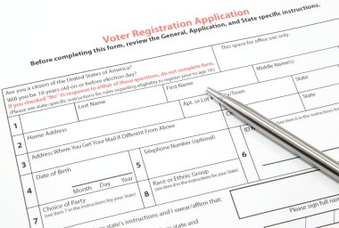 Voter Registration Application with Silver Pen clipart