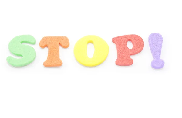 Stanna! Skrivet i skum — Stockfoto