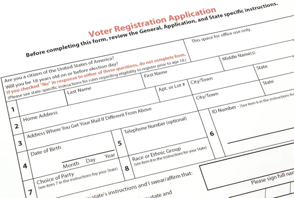 Formulário de registo do eleitor — Fotografia de Stock