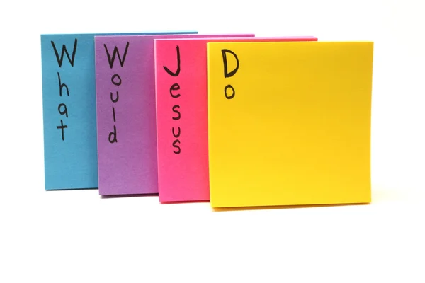 WWJD What Would Jesus Do Sticky Notes — Stock Photo, Image