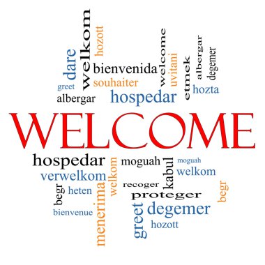 Welcome Foreign Language Word Cloud clipart
