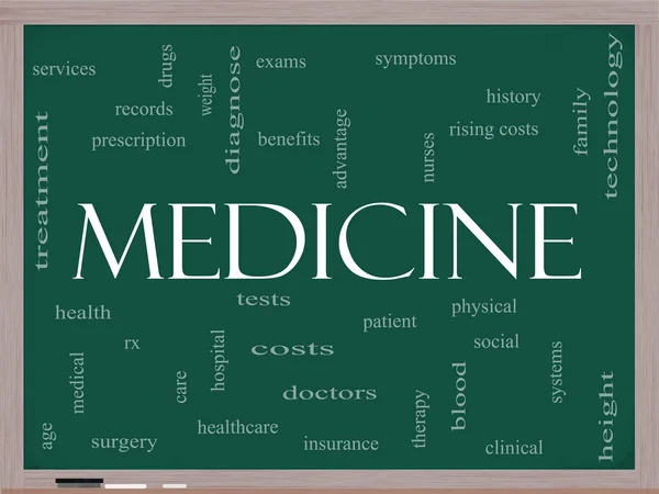 Conceito de nuvem do Word medicina em um quadro negro — Fotografia de Stock