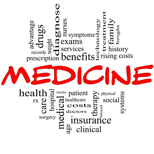 Medicine Word Cloud Concept in Red and Black — Stock Photo, Image