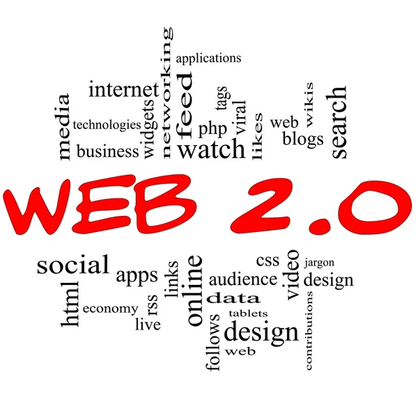 Web 2.0 woord wolk concept in rood & zwart — Stockfoto