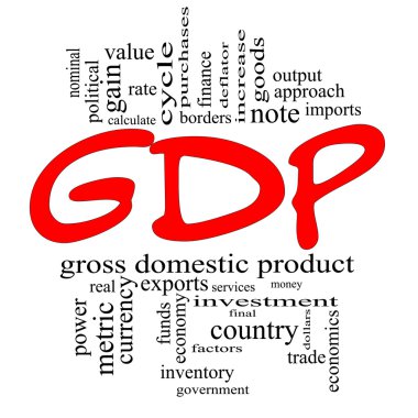 GDP Word Cloud Concept in Red & Black clipart