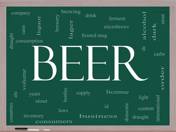 Beer Word Cloud Concept on a Blackboard — Stock Photo, Image