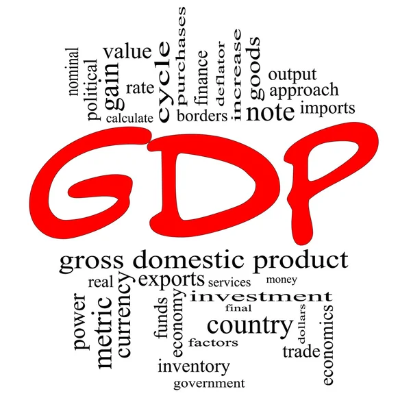 Conceito de nuvem Word PIB em vermelho e preto — Fotografia de Stock