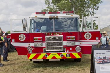 Pierce Fire Truck marked US Navy Pearl Harbor Front View clipart