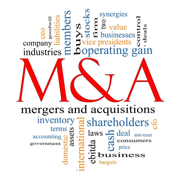 M & A (Mergers and Acquisitions) Word Cloud Concept — Stock Photo, Image