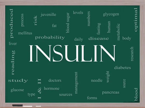 Insulin ordet moln koncept på en svart tavla — Stockfoto