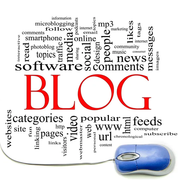 stock image Blog Word Cloud and Mouse