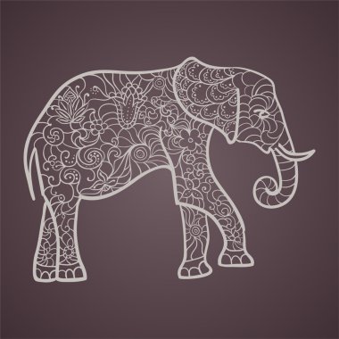 Elephant with a floral pattern clipart