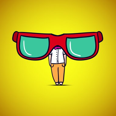 Funny girl with big glasses clipart