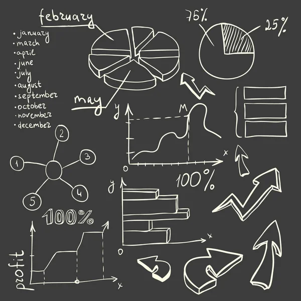Conjunto de gráficos y diagramas de negocio — Archivo Imágenes Vectoriales
