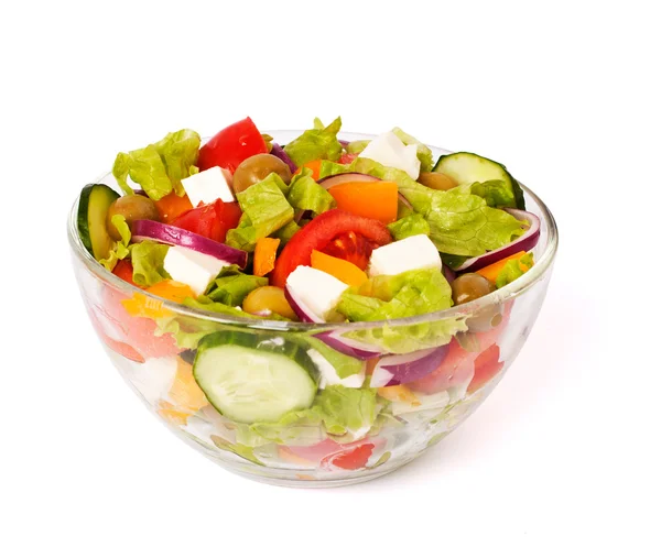 Salada grega isolada em branco — Fotografia de Stock