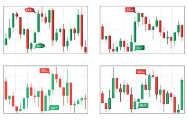 Four types of candlestick charts clipart