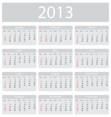 Minimalistic 2013 calendar clipart