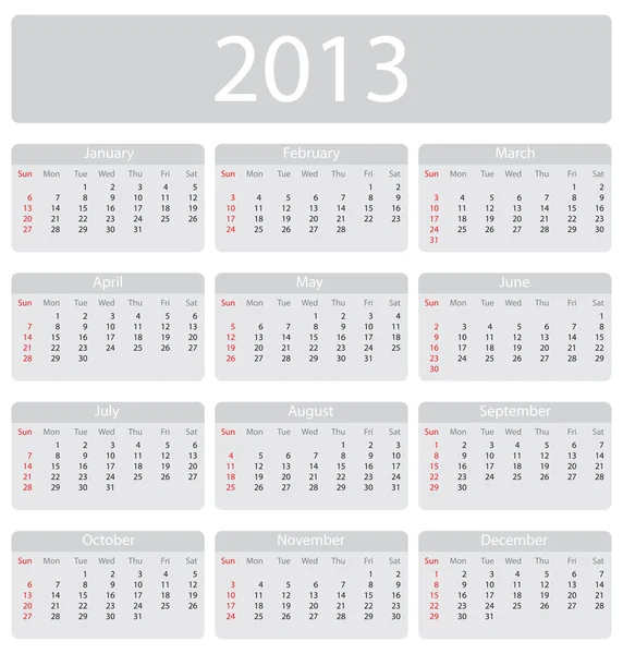 Calendario minimalista 2013 — Archivo Imágenes Vectoriales