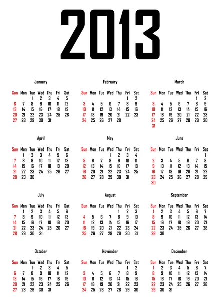 ? Kalendář 2013 — Stockový vektor
