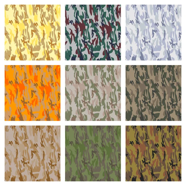 Conjunto de padrões de camuflagem sem costura —  Vetores de Stock