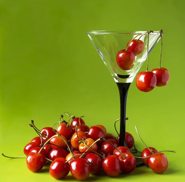 stock image Sweet cherries in a martini-glass.