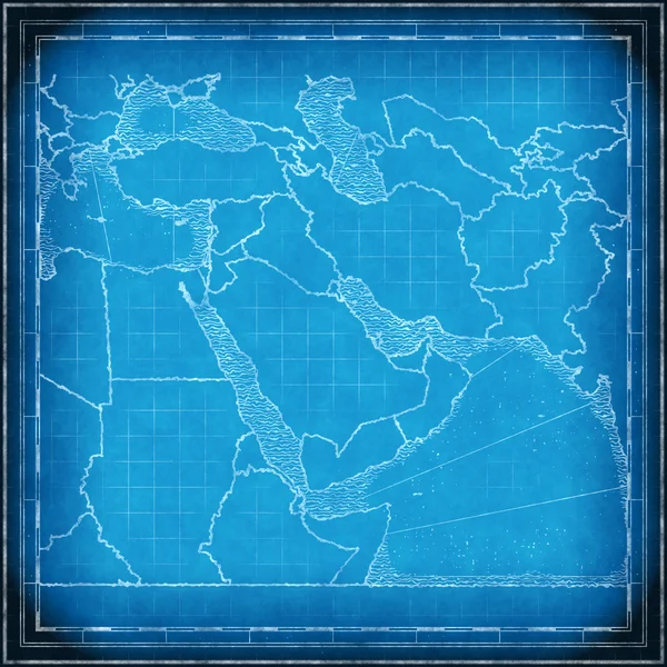 Ortadoğu Haritası blueprint — Stok fotoğraf