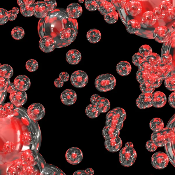 Red bubbles on black — Stock Photo, Image