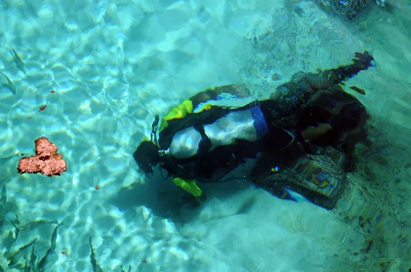 Potápěč pod vodou — Stock fotografie