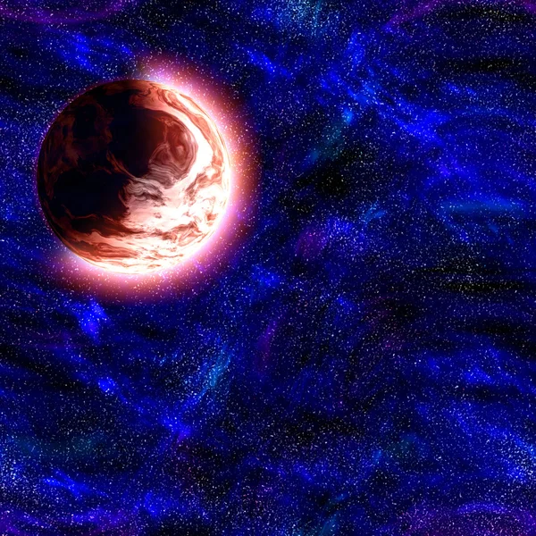 Odległej planecie surrounder przez gwiazdy — Zdjęcie stockowe
