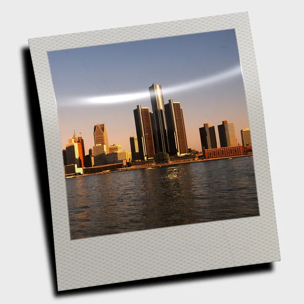 Polaroid-Dia mit Stadt — Stockfoto