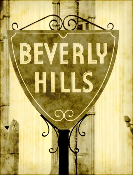 Velho sinal de Beverly Hills — Fotografia de Stock