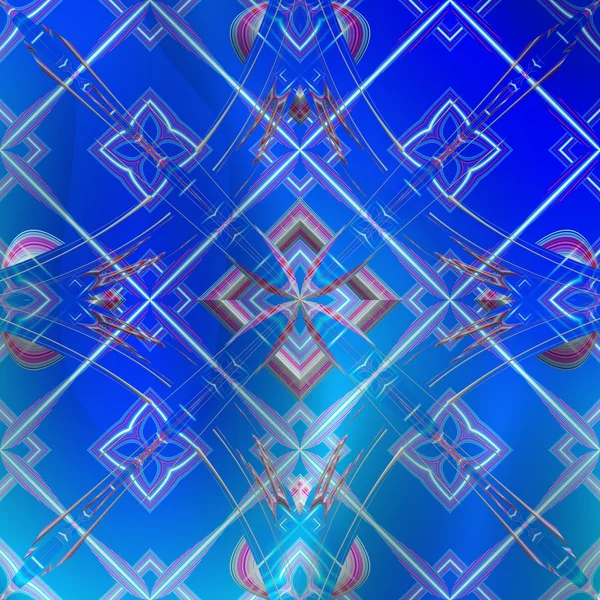 파란색 배경에 색된 패턴 — 스톡 사진