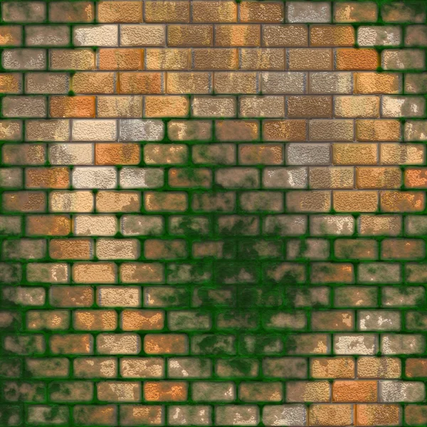 Cihlová zeď s mechem — Stock fotografie