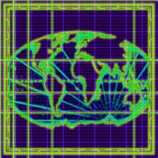 Neon-Karte der Welt — Stockfoto