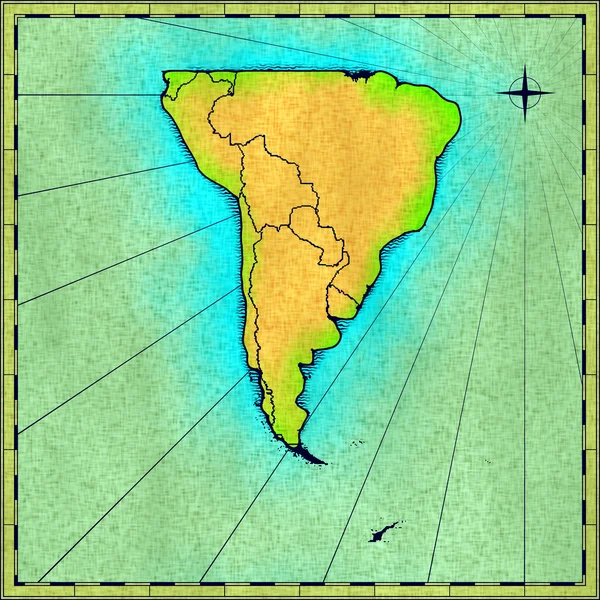 Карта Південної Америки — стокове фото