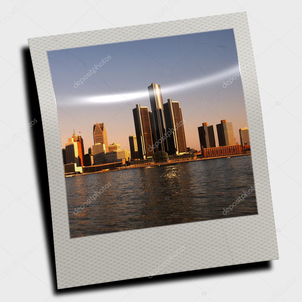 Polaroid slide with city