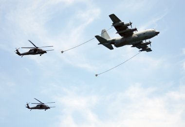Aerial refueling operation clipart